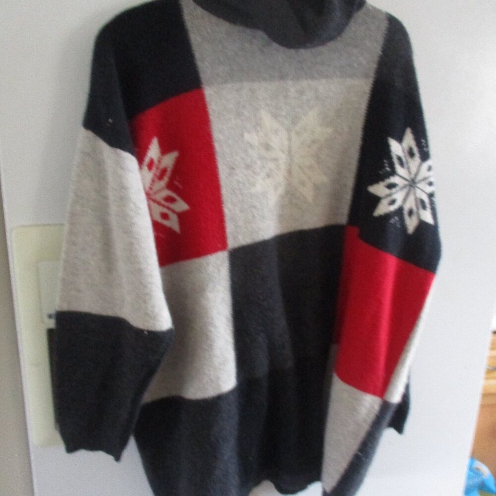 VTG AK America Womens Christmas Holiday Knit Pullover Sweater XL tneck l xl